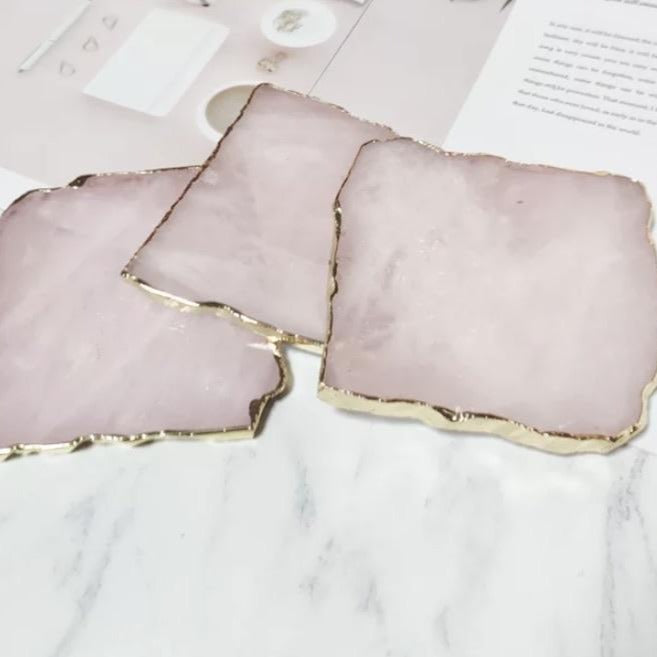 Rose Quartz Crystal Coaster